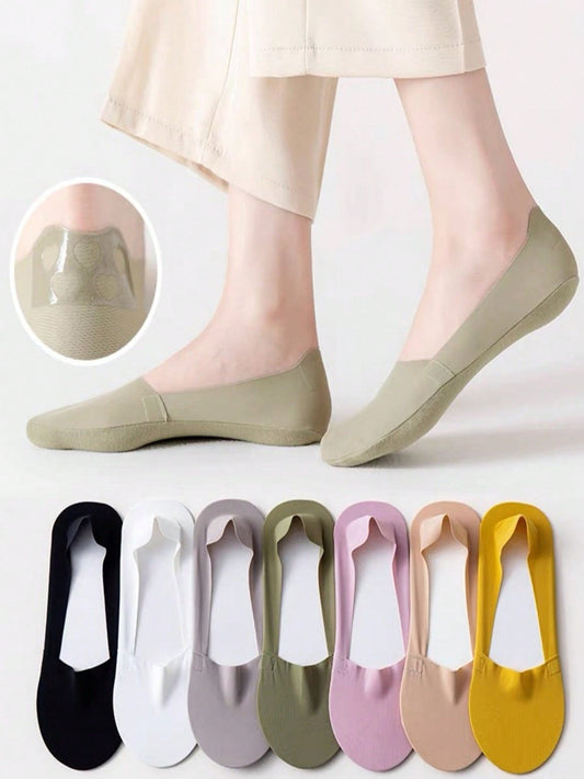Lot de 7 Paires – Socquettes Invisibles Antidérapantes Style Coréen (Multicolores)
